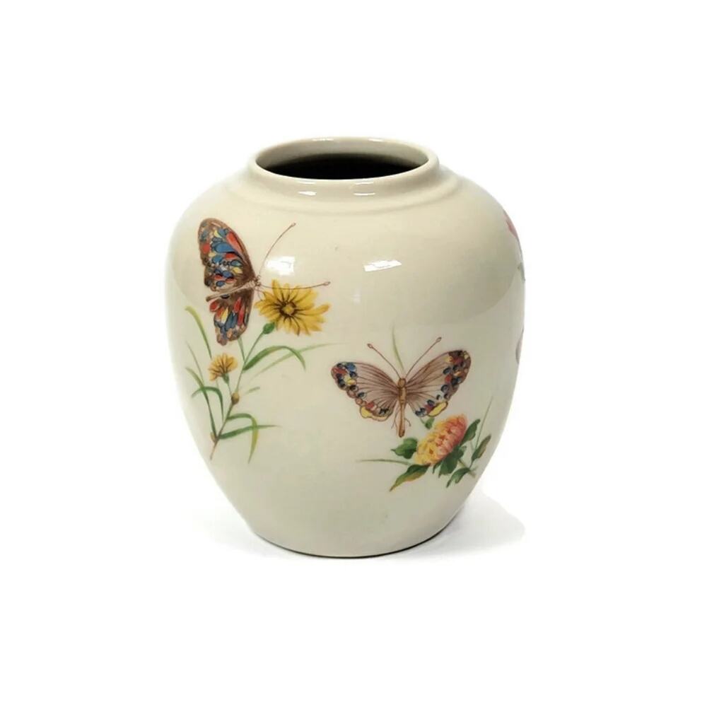 DEW Takahashi San Francisco Butterfly Vase Hand Painted Japan Vintage Porcelain